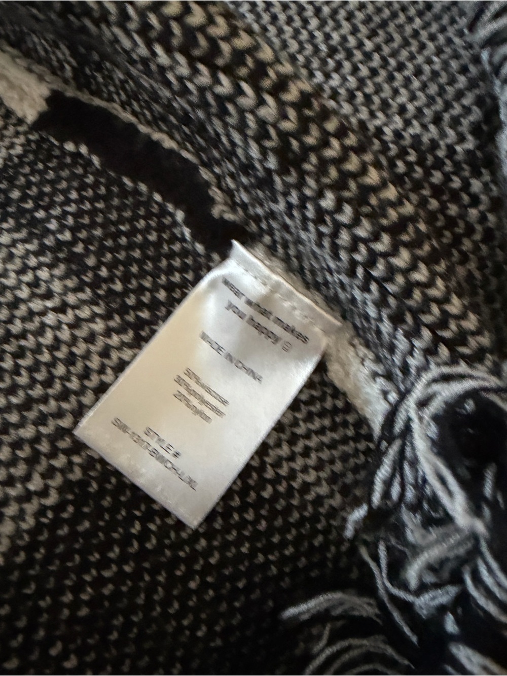 Luxe Fringe Blanket Cardigan in Black + White Check - Picture 7 of 7